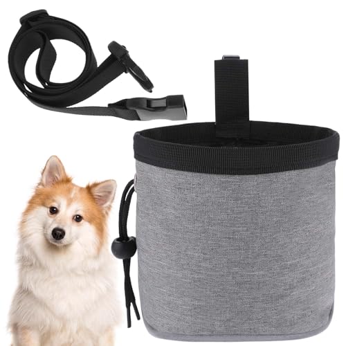 Psyqtsuary Leckerli-Tasche für Hundetraining, graue Leckerli-Tasche mit verstellbarem Bund, Welpen-Hundeleckerli-Tasche, tragbare Hundetraining für Reisen, Outdoor-Training von Psyqtsuary