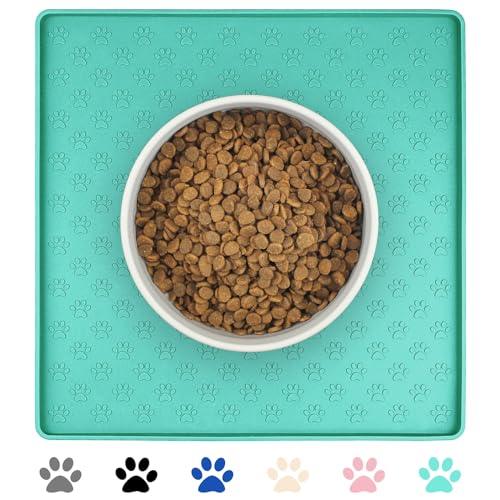 Ptlom Pet Placemat for Dog and Cat,Waterproof Non-Slip Silicone Feeding Bowl Mat Prevent Food and Water Overflow, Puppy Dish Feeder Fountain Trays Suitable for Medium and Small Pets,Green von Ptlom