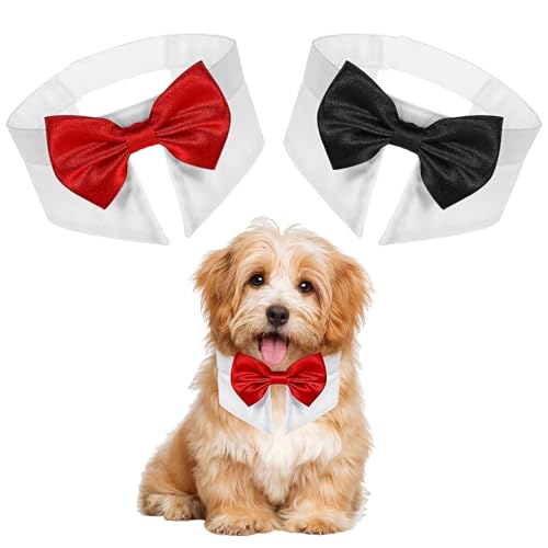 2 Stück Haustierfliege Formale Tux Haustier Kragen Fliege Verstellbares Hundekrawatte Katzen Kostüm Halsband Einstellbar Krawatte Bowknot für Hochzeit Party Hunde Geburtstag von Ptwola