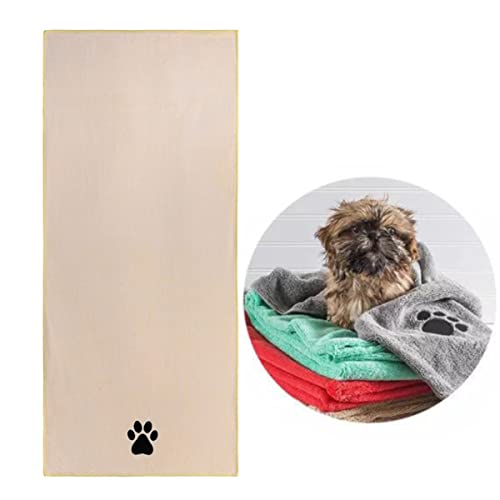 Handtücher für Haustiere zum Trocknen Hunden Mikrofaser Handtuch Super Saugfähig Bademantel Schnell Trocknend Frottee für Hunde Katzen Andere Haustiere Dusche Fellpflege (Beige, 50 x 99 cm) von Pubiao