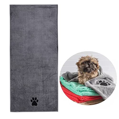 Handtücher für Haustiere zum Trocknen Hunden Mikrofaser Handtuch Super Saugfähig Bademantel Schnell Trocknend Frottee für Hunde Katzen Andere Haustiere Dusche Fellpflege (Grau, 50 x 99 cm) von Pubiao