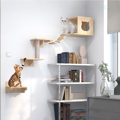 An der Wand Montierte Katzenwandparkour, Katzen-Klettergerüst, Decken-/Wand-Kombinationsset, Platzsparend, Selbstgemacht und Einfach zu Montieren(Size:Style1) von Pucaru