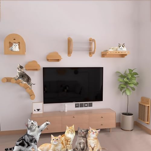 Pucaru An der Wand Montiertes Kletterregal-Set für Katzen, Platzsparend, Spielen und Klettern für Katzen (Color : Style 2) von Pucaru