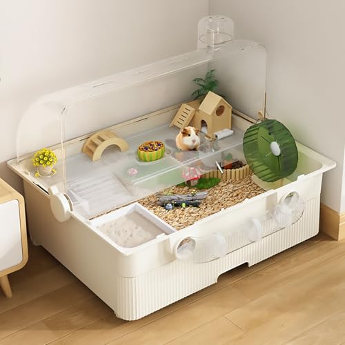 DIY-Hamsterkäfig für Haustiere, Kuppeltunnel-Hamsterzuchtbox mit Schubladen, Doppelschichtiges Design, Einfache Installation(White) von Pucaru