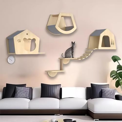 Pucaru DIY-Katze Wandelement, Katzen Kletterwand Set, Sitzstange für Katzen, Spielplatz für Katzen zum Spielen, Schlafen und Faulenzen (Color : Style5) von Pucaru