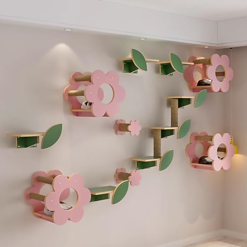 DIY-Katzen-Wandregal-Set, Blumenförmiges, an der Wand Montiertes Katzen-Klettergerüst, Katzen-Wandmöbel, zum Schlafen, Spielen, Klettern (Size : Style6) von Pucaru