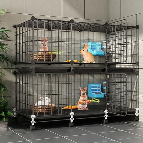 Großer Kaninchenzuchtkäfig für den Innenbereich, Kaninchenstall, Verschlüsseltes Eisennetzwerk, Abnehmbar, für Katzen, Hasen, Chinchillas, Frettchen (Size : 107 x 37 x 90 cm) von Pucaru