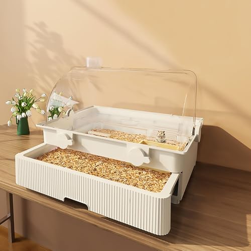 Hamsterkäfig, Golden Bear Super Luxury Villa, Schubladen-Basiskäfig-Zuchtbox, Transparenter Hamsterkäfig, Geeignet für Hamster, Igel(White) von Pucaru