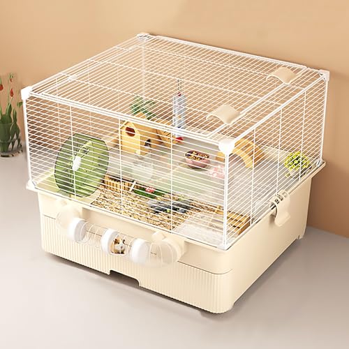 Hamsterkäfig in Schubladenform, Luxus-Hamstervilla aus Metallgeflecht, Doppelschichtiges Design, Extra Viel Platz, mit Badezimmer, Tunnel, Laufrad Usw(White) von Pucaru