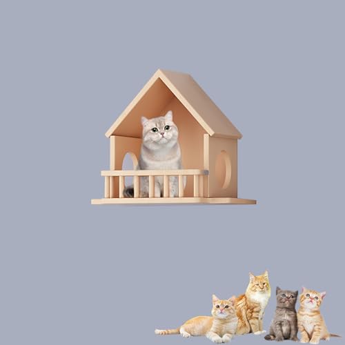 Katzen Kletterwand aus Massivem Holz, Wandmontierte Katzenwandmöbel, Verschiedene Zubehörteile für Katze Wandelement, Freie Auswahl Beim Heimwerken(Size:S4) von Pucaru