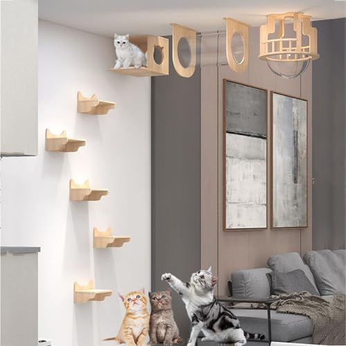 Katzenwandparkour, Moderne Wandmontierte Katzenmöbel, Katzenkletterwand, Katze Wandelement, DIY-Decken- Und Wandkombinationsset, Platzsparend(Size:Style12) von Pucaru