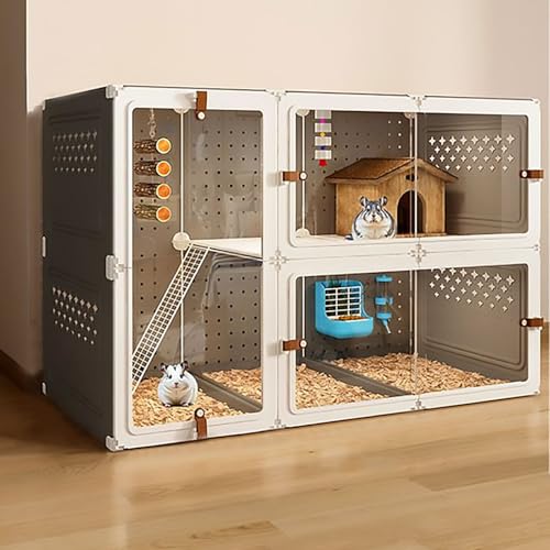 Pucaru Luxuriöser Chinchilla-Schrank, Kleintierkäfig, Eichhörnchen-Villa, DIY-freie Landschaftsbau-Lochplatten, Vierseitige Belüftung(Black,105x45x70cm) von Pucaru