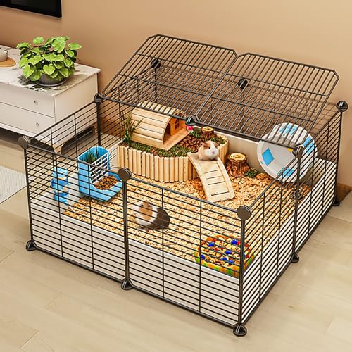 Meerschweinchenkäfig für Drinnen und Draußen, Kleintier-Laufstall, Laufstall für Kleine Haustierhasen, Hamster, Extra Großer Platz (Size : 72x72x37cm) von Pucaru