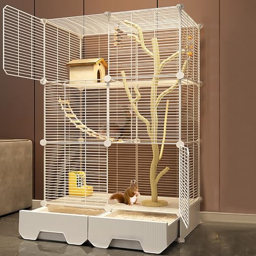 Multifunktionaler Kleintierkäfig im Schubladendesign, Geeignet für Kleintiere Wie Eichhörnchen, Chinchillas und Hamster(73x37x123cm) von Pucaru