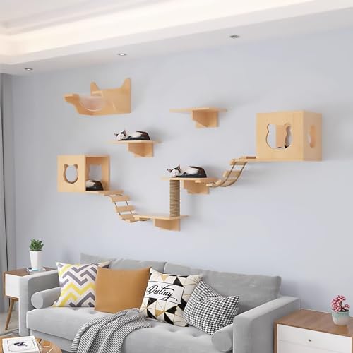 Multifunktionales Katze Wandelement, An der Wand Montiertes Katzen Kletterwand Set, Platzsparend, Stark und Stabil, (Size : Style3) von Pucaru