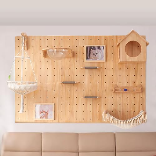 Perforiertes Brett Katzenwandmöbel, Katzenwandparkour aus Massivem Holz, Katzen Kletterwand Set, Einfache Installation(Size:Style3) von Pucaru