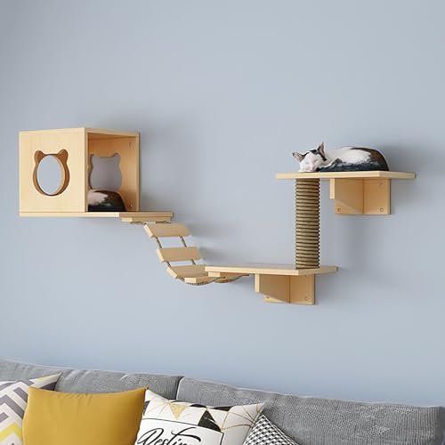 Platzsparendes Katze Wandelement, An der Wand Montierte Katzen Wandmöbel, Katzen Kletterwand Set, DIY-freie Kombination (Size : Style1) von Pucaru