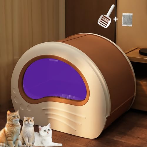 Pucaru Geschlossene Katzentoilette, Ausziehbare Zweiwege-Katzentoilette, Schubladendesign, Einfaches Aufnehmen des Sandes, Einfache Reinigung(Brown) von Pucaru