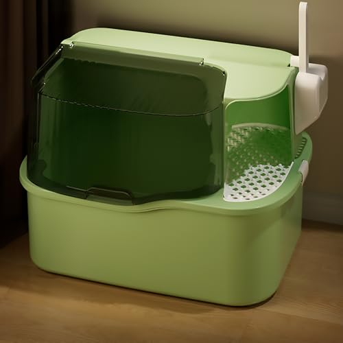 Pucaru Katzenklo Hoher Rand, Versteckte Katzenklo, Katzentoilette mit Sieb, Sandkontrollkorridor, Oberlichtdesign, Leicht zu Reinigen(Green) von Pucaru