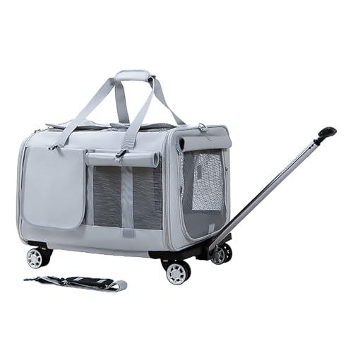 Pucaru Katzentransporter mit Rädern, Faltbarer Haustiertransporter mit Zwei Fächern, für Kleine Hunde/Katzen, mit Verstellbarem Sicherheitsseil (Size : Concealed) von Pucaru