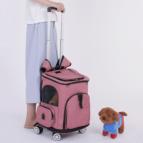 Pucaru Rück-Und Herausziehbare Universal-Rollen-Trolleytasche, Haustier-Rucksackträger mit Rollen, Reisetaschen-Trolley, von Fluggesellschaften Zugelassen von Pucaru