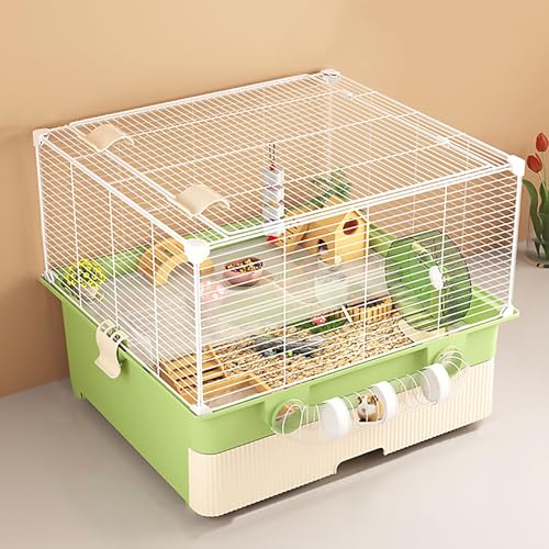 Tragbarer Hamsterkäfig, 2-stöckiger Hamsterkäfig für Kleintiere, Käfig für Mäuse, Rennmäuse, Reptilien, Ratten(Green) von Pucaru