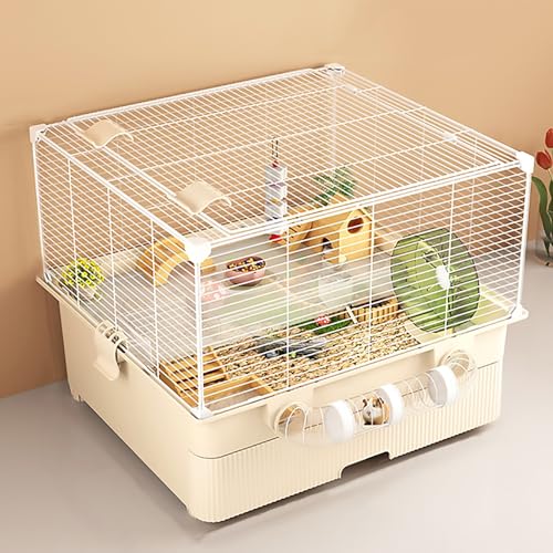 Tragbarer Hamsterkäfig, 2-stöckiger Hamsterkäfig für Kleintiere, Käfig für Mäuse, Rennmäuse, Reptilien, Ratten(White) von Pucaru