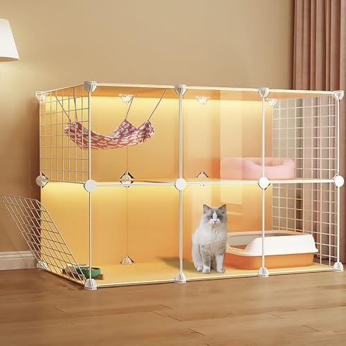 Transparente Katzenkiste für Den Innenbereich, DIY-Katzengehege, Halbgeschlossenes Design, Abnehmbar, Haustier-Laufstall für Kleintiere (Size : 109x39x73cm) von Pucaru