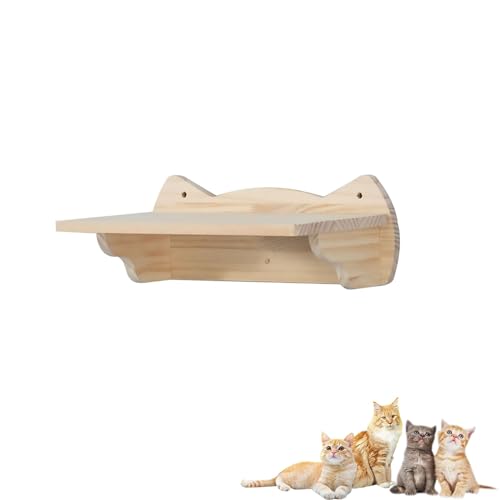 Wandmontiertes Katzenwandparkour aus Massivem Holz, Katzenkletterwand, Katzenregale und Sitzstangen für die Wand, zum Spielen und Schlafen von Katzen(Size:S1) von Pucaru