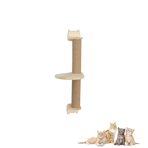 Wandmontiertes Katzenwandparkour aus Massivem Holz, Katzenkletterwand, Katzenregale und Sitzstangen für die Wand, zum Spielen und Schlafen von Katzen(Size:S12) von Pucaru