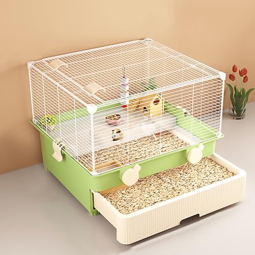 Zweistöckige Hamstervilla, Hamsterhaus Im Schubladenstil, Leicht zu Reinigen, Geeignet für Hamster, Igel, Reptilien, Hühner Usw(Green) von Pucaru