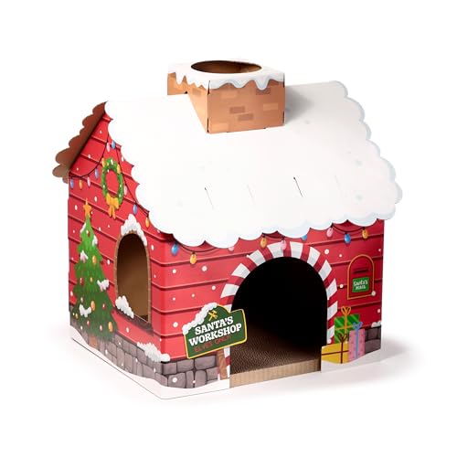 Christmas Santa's Grotto Cat Playhouse 100% Cardboard Cat Den von Puckator