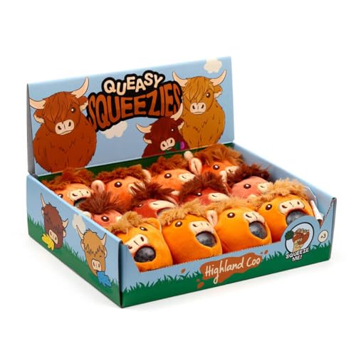 Puckator Queasy Squeezies Highland Coo Cow Plüsch-Quetschspielzeug von Puckator