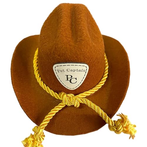 Kleine Katze Stoff Cowboy Cap für Halloween Haustier Geburtstag Party Requisiten Hut für Bichons Verstellbarer Riemen Hunde Kostüm Hut Haustier Cowboy Cap von Puco