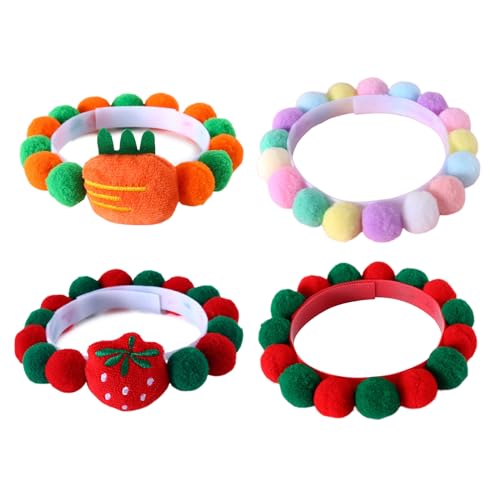 Puco Buntes selbstklebendes Halsband für Haustier Geburtstagsfeier und Weihnachtsdekoration niedliche verstellbare Katzen Pompons Halsbänder Haustierhalsband von Puco