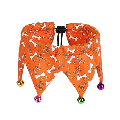 Puco Haustier-Halloween-Halsband mit kleinen Glöckchen Katzenhalsband Cartoon-Druck-Charm verstellbares Bandana Kätzchen Welpen Festival-Halsbänder Haustier-Halloween-Halsband mit kleinen Glöckchen von Puco