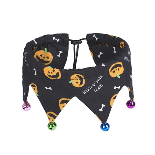 Puco Haustier-Halloween-Halsband mit kleinen Glöckchen Katzenhalsband Cartoon-Druck-Charm verstellbares Bandana Kätzchen Welpen Festival-Halsbänder Haustier-Halloween-Halsband mit kleinen Glöckchen von Puco