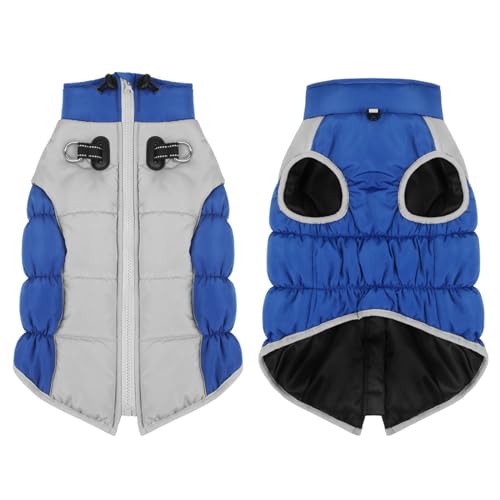 Puco Haustier-Winter-Overall für Hunde 2-beiniger Welpe Winddichte Kleidung mit Leinenhaken Katze Warmer Mantel verdicktes Futter Outfit für kleine Hunde Hundekleidung von Puco