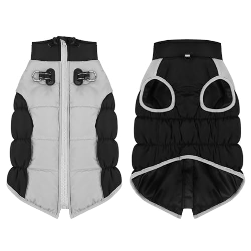 Puco Haustier-Winter-Overall für Hunde 2-beiniger Welpe Winddichte Kleidung mit Leinenhaken Katze Warmer Mantel verdicktes Futter Outfit für kleine Hunde Hundekleidung von Puco