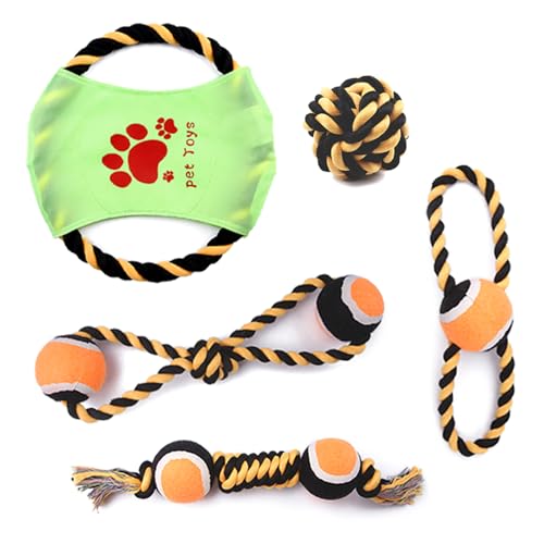 Puco Hunde Seil Apportierspielzeug Set Tauziehen Spiel für Hunde Zahnen Kauen Backenzahn Spielzeug Hunde Apportierspielzeug für Indoor Hunde Hunde Kauspielzeug von Puco