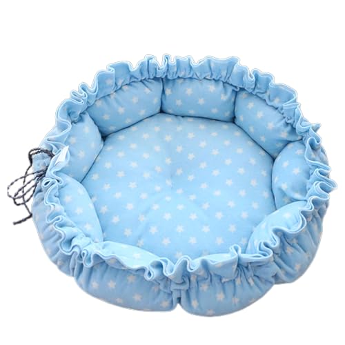 Puco Rundes Katzenbett tiefes Schlafbett Hundekatze Winterhaus Kordelzug-Design Haustiermatte für Kätzchen Welpen Schlafzubehör Cartoon-Druck Haustierbett von Puco