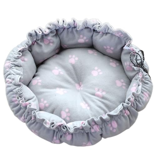 Puco Rundes Katzenbett tiefes Schlafbett Hundekatze Winterhaus Kordelzug-Design Haustiermatte für Kätzchen Welpen Schlafzubehör Cartoon-Druck Haustierbett von Puco