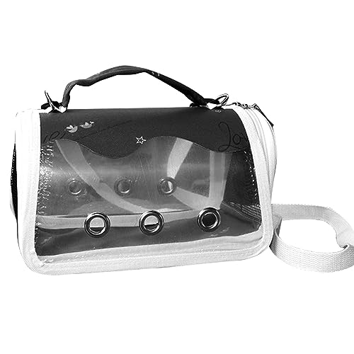 Puco Transparent gestaltete Haustier Tragetasche mit Futternapf und Sitzstange Faltbare Vogel Universal Reisetasche atmungsaktive Tasche 1 Stück Haustier Tragetasche von Puco