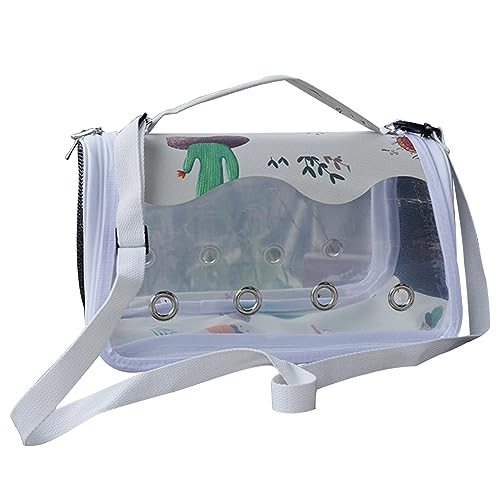 Puco Transparent gestaltete Haustier Tragetasche mit Futternapf und Sitzstange Faltbare Vogel Universal Reisetasche atmungsaktive Tasche 1 Stück Haustier Tragetasche von Puco