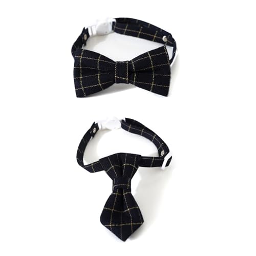 Puco Weihnachten Haustierhalsband für Katzen Hunde PlaidBowtie Festival Party Haustier Krawatte Kostümzubehör Breakaway Katzenhalsband 2 Stück Haustier Bowtie Halsband von Puco