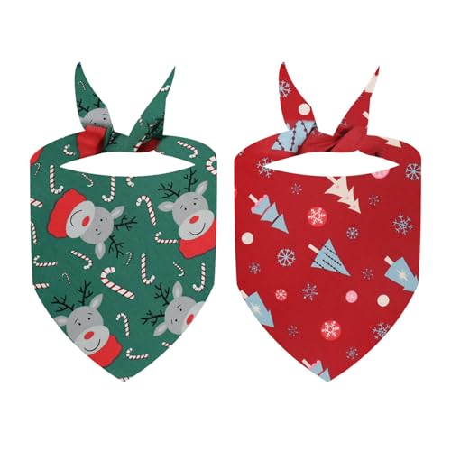 Puco Weihnachten Thema Haustier Bandana Festival Kostüm Hund Party Halstuch Kragen Urlaub Dress Up Hunde Bedrucktes Halstuch 2 Stück Haustier Bandanas-Polyester von Puco