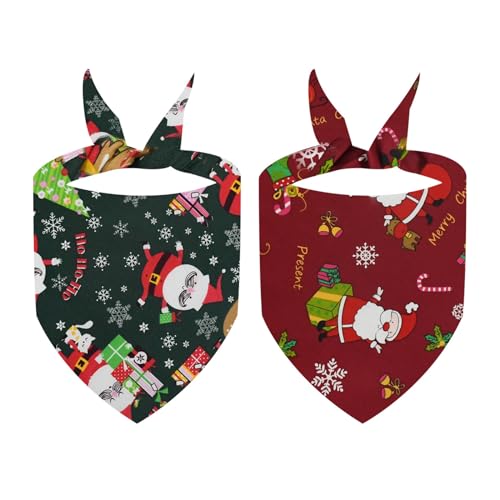 Puco Weihnachten Thema Haustier Bandana Festival Kostüm Hund Party Halstuch Kragen Urlaub Dress Up Hunde Bedrucktes Halstuch 2 Stück Haustier Bandanas-Polyester von Puco