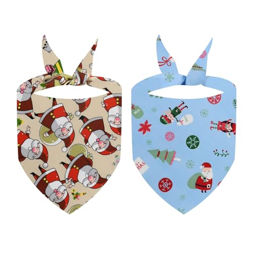 Puco Weihnachten Thema Haustier Bandana Festival Kostüm Hund Party Halstuch Kragen Urlaub Dress Up Hunde Bedrucktes Halstuch 2 Stück Haustier Bandanas-Polyester von Puco