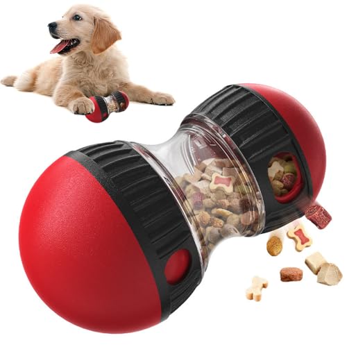 Hundespielzeug Intelligenz, Slow Feeder für Hunde zur Verbesserung der Verdauung, Rolling Feeder Hundespielzeug für Hunde zur Futterausgabe, Rot von Puedno