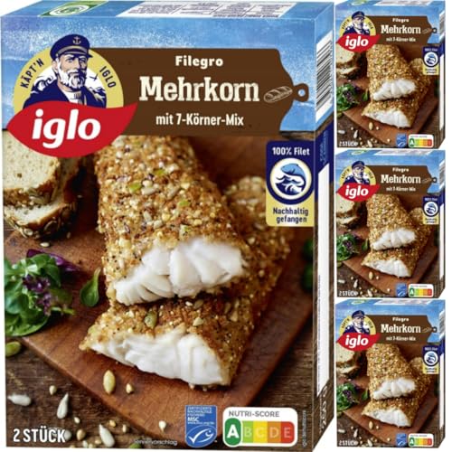 Iglo Filegro Mehrkorn mit 7-Körner-Mix Fisch-Filets 250 Gramm, 4 Er von Pufai